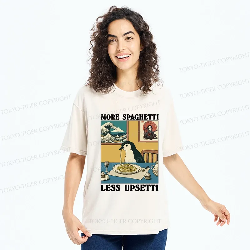 Tokyo-Tiger More Spaghetti Less Upsetti Penguin Washed T-Shirt