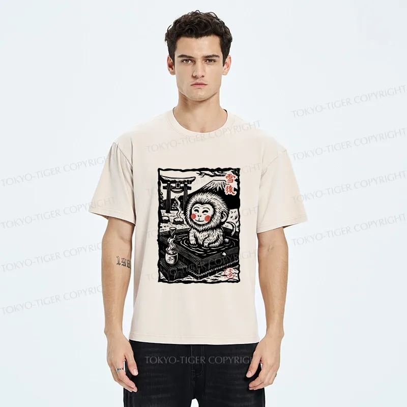 Tokyo-Tiger Japanese Snow Monkey Washed T-Shirt
