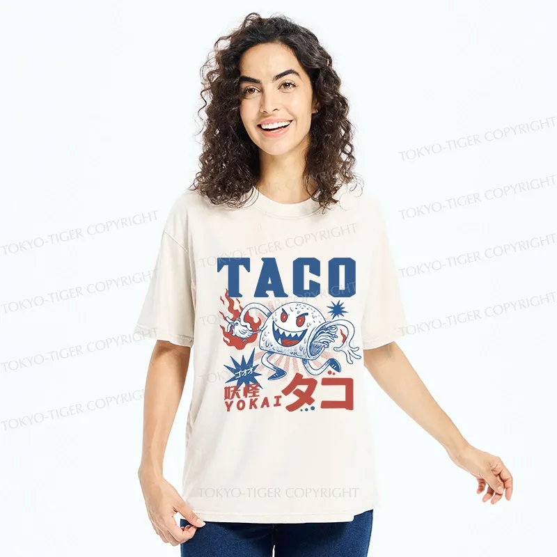 Tokyo-Tiger Japanese Taco Yokai Washed T-Shirt