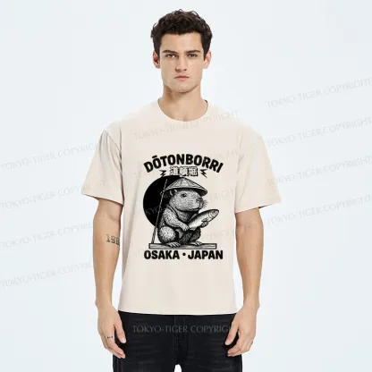 Tokyo-Tiger Capybara Holding A Fish Washed T-Shirt
