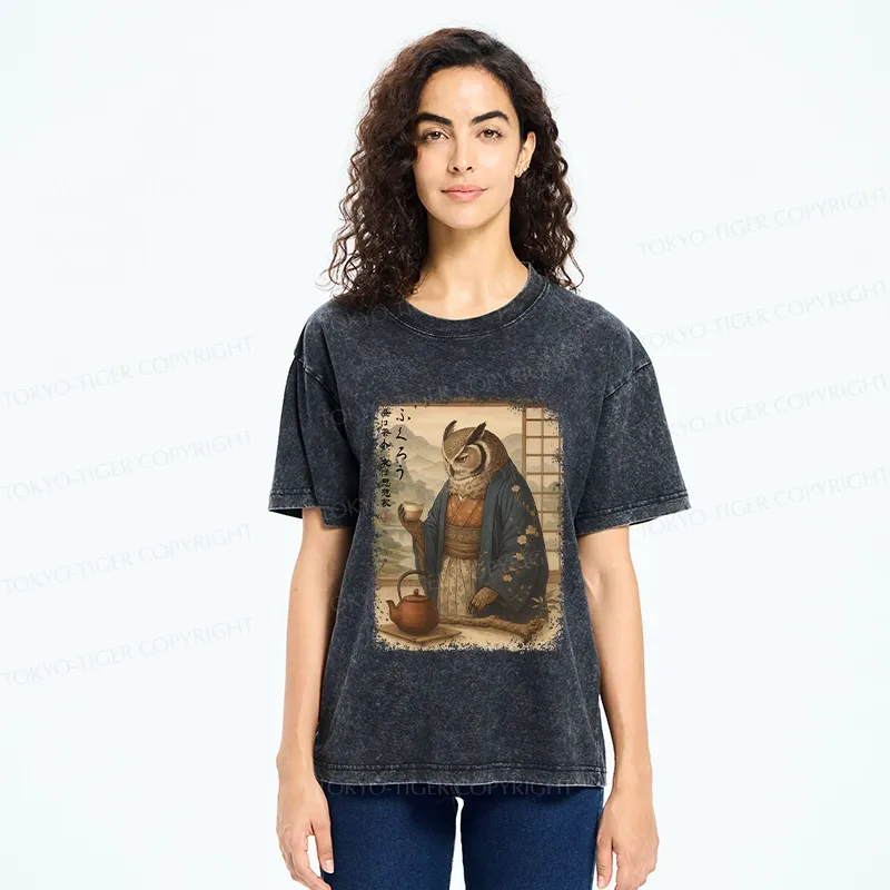 Tokyo-Tiger The Owl’s Tea Ceremony Washed T-Shirt