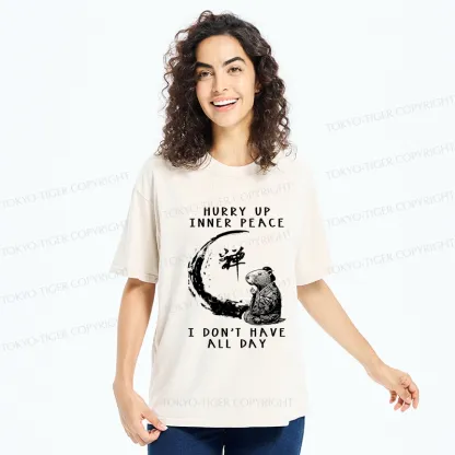 Tokyo-Tiger Hurry Up Inner Peace Zen Washed T-Shirt