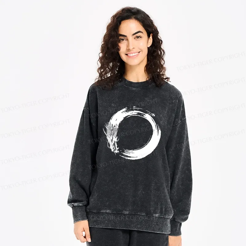 Tokyo-Tiger Dragon's Circle Washed Sweatshirt
