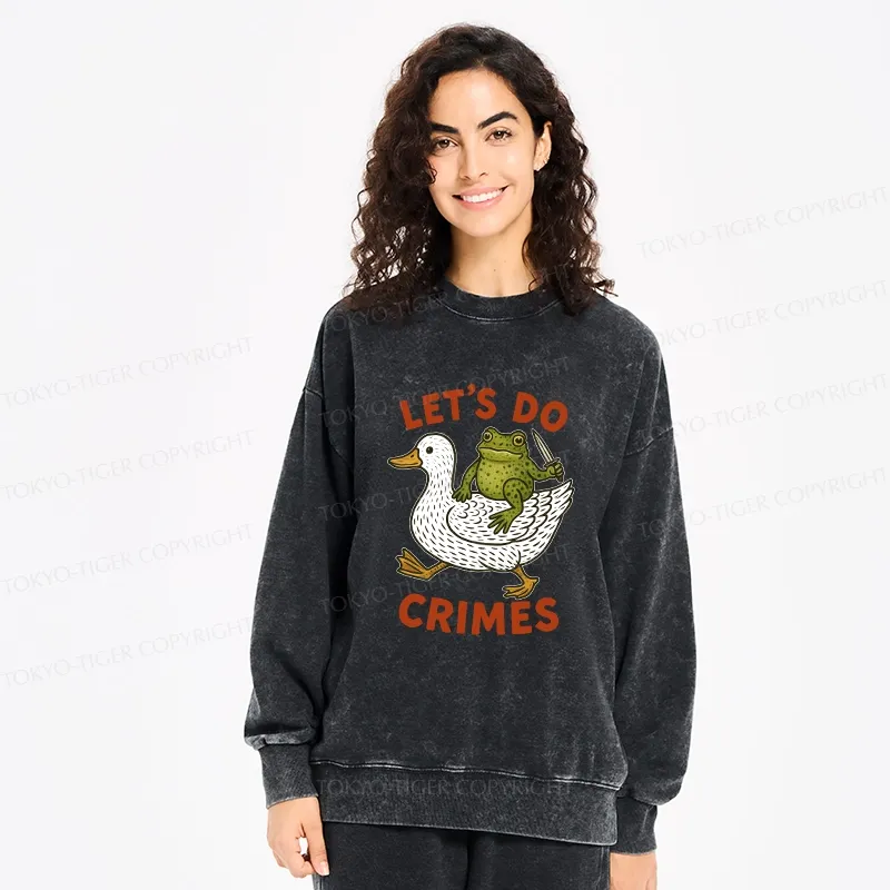 Tokyo-Tiger Frog Ready To Commit Crime Washed Sweatshirt
