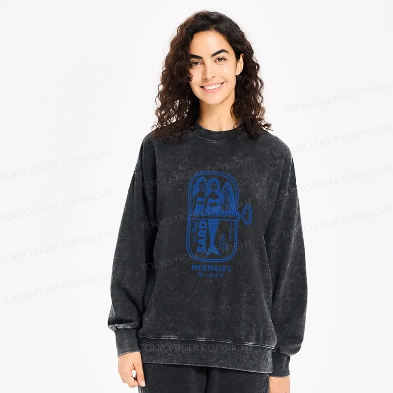 Tokyo-Tiger Mermaid Can Washed Sweatshirt