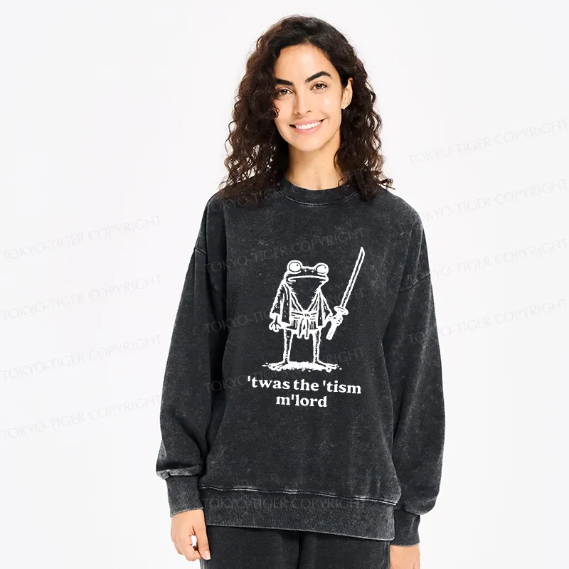 Tokyo-Tiger Focused Samurai Frog Washed Sweatshirt