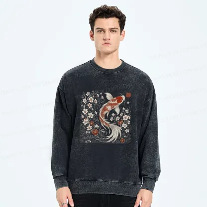 Tokyo-Tiger Vintage Sakura And Koi Washed Sweatshirt