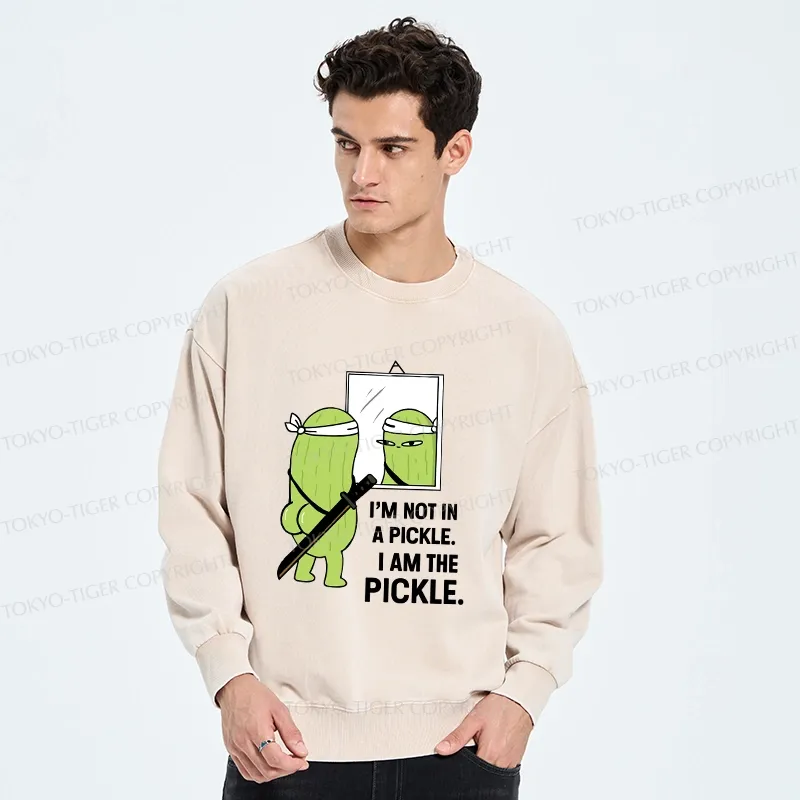 Tokyo-Tiger Funny I Am The Pickle Washed Sweatshirt