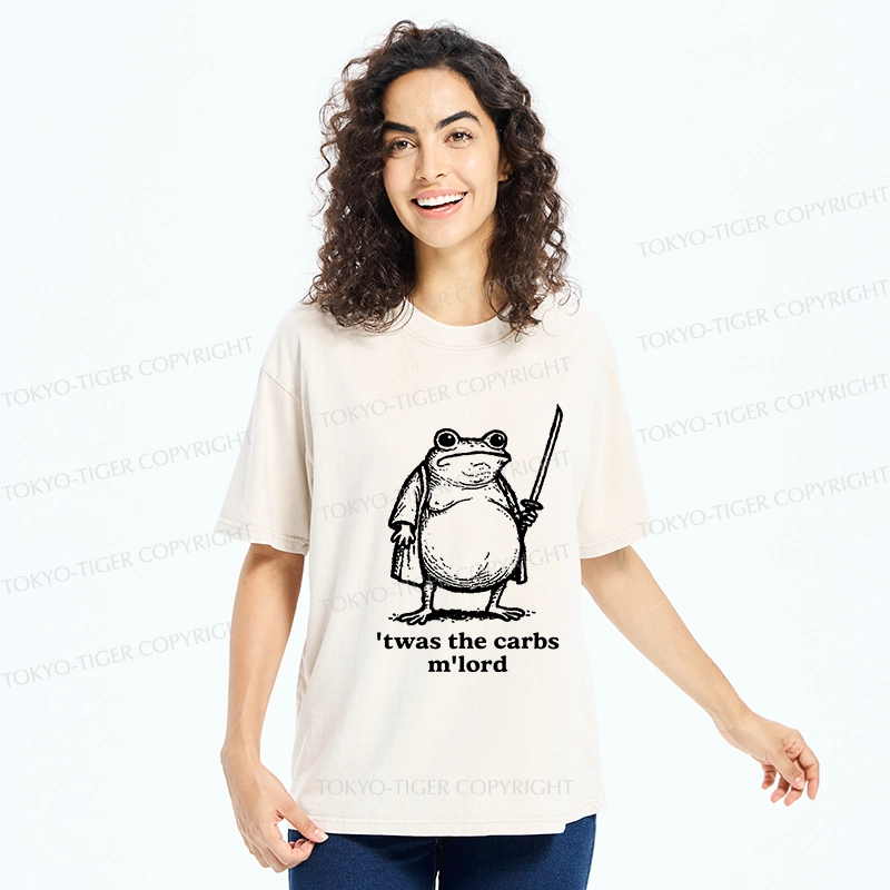Tokyo-Tiger Funny Fat Samurai Frog Washed T-Shirt