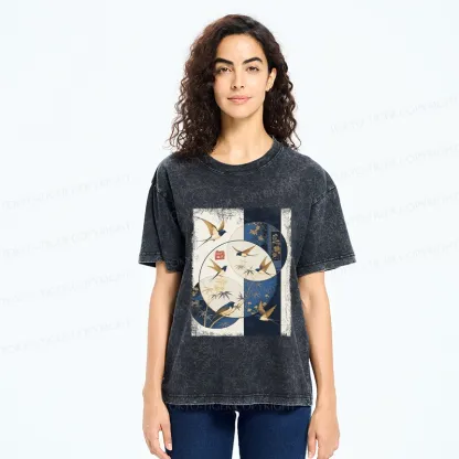 Tokyo-Tiger Swallows Among The Bamboo Washed T-Shirt