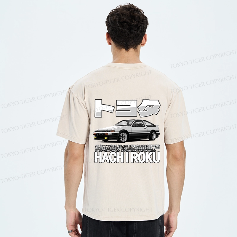 Tokyo-Tiger Japanese Classic Car Retro Back Washed T-Shirt