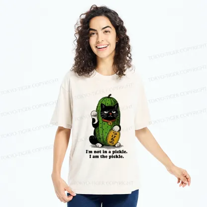 Tokyo-Tiger Funny Pickle Lucky Cat Washed T-Shirt