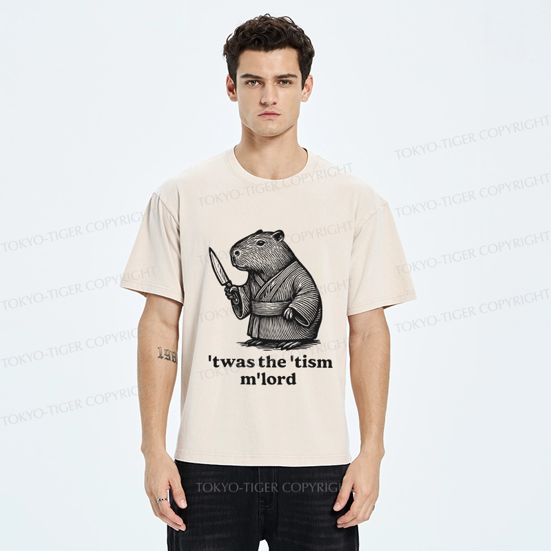 Tokyo-Tiger Focused Capybara Samurai Washed T-Shirt