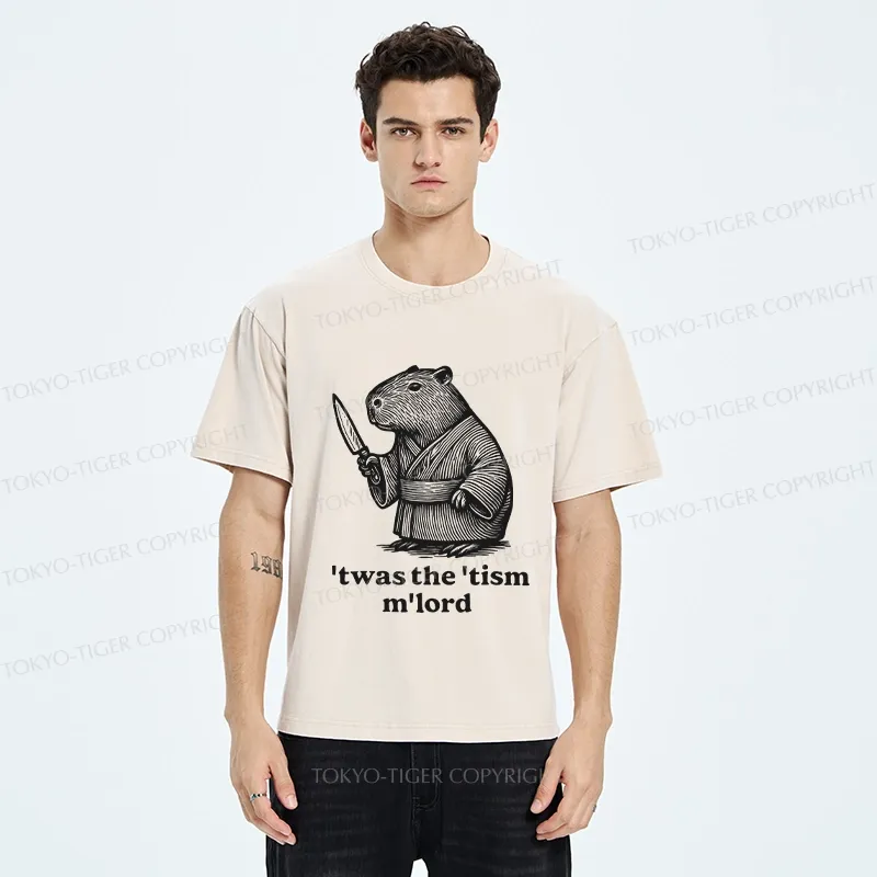 Tokyo-Tiger Focused Capybara Samurai Washed T-Shirt
