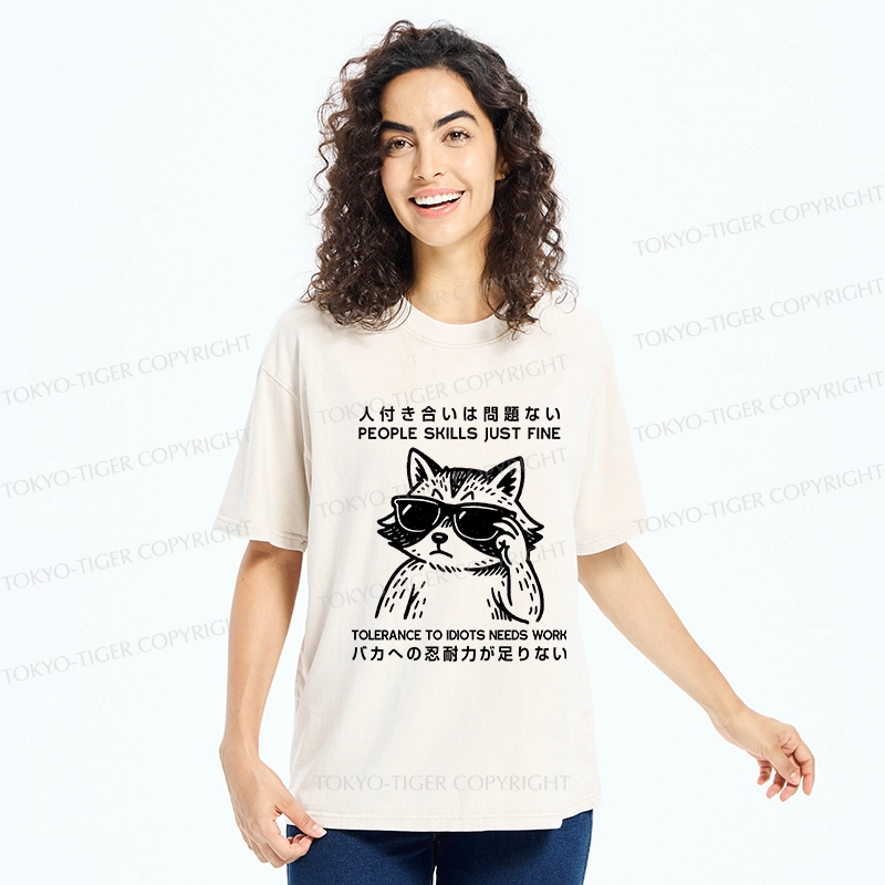 Tokyo-Tiger Funny Tolerance To Idiots Needs Work Washed T-Shirt