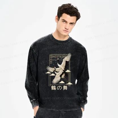 Tokyo-Tiger Dance Of The Cranes Washed Long Sleeve T-Shirt