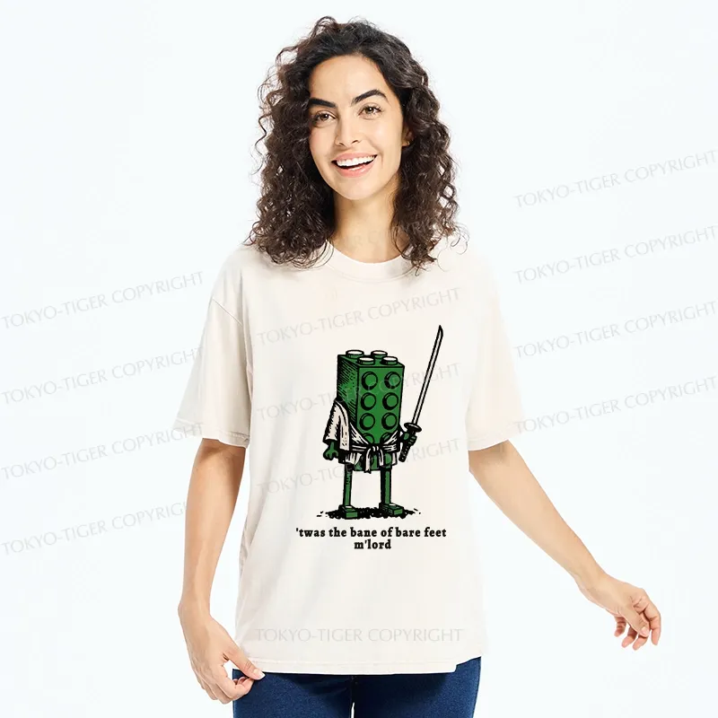 Tokyo-Tiger Funny Building Blocks Samurai Washed T-Shirt