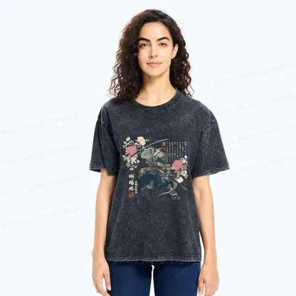 Tokyo-Tiger Lizard Samurai Washed T-Shirt