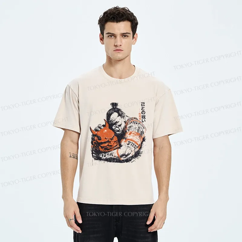 Tokyo-Tiger Battle With Oneself Washed T-Shirt