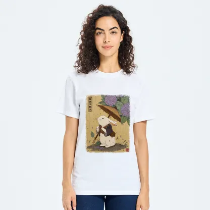 Tokyo-Tiger Ukiyoe Rainy Stroll Bunny Classic T-Shirt