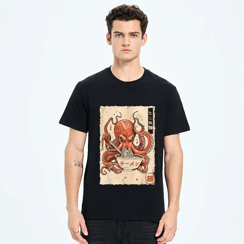 Tokyo-Tiger Retro Octopus Eating Ramen Classic T-Shirt