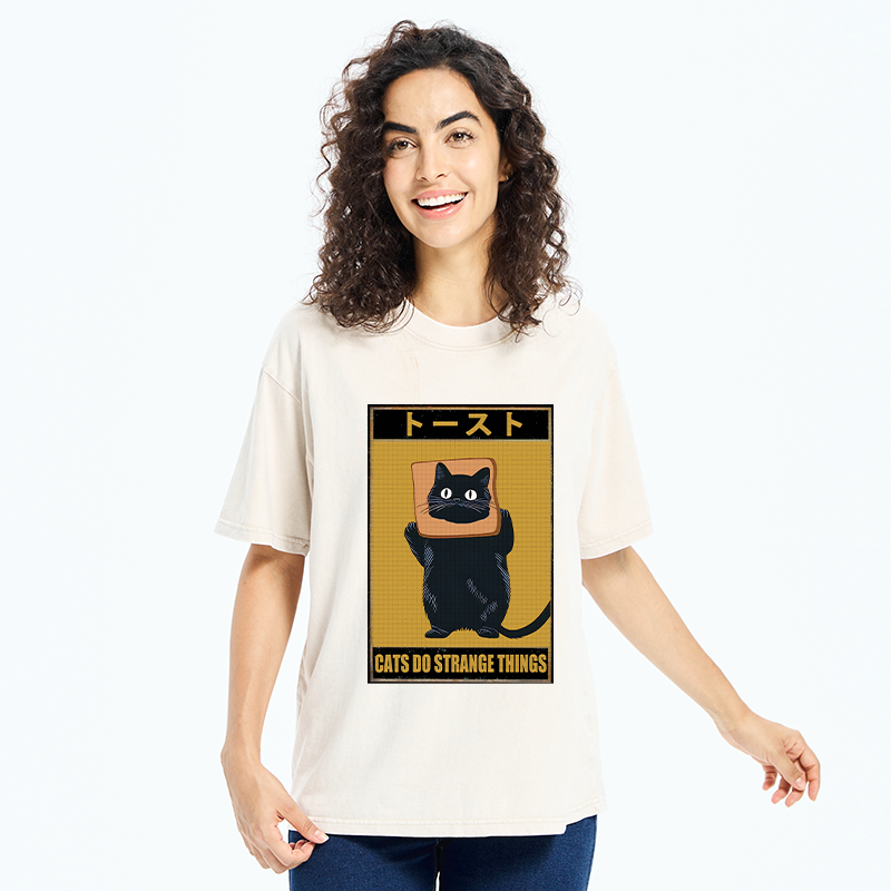 Tokyo-Tiger Toast Black Cat Washed T-Shirt