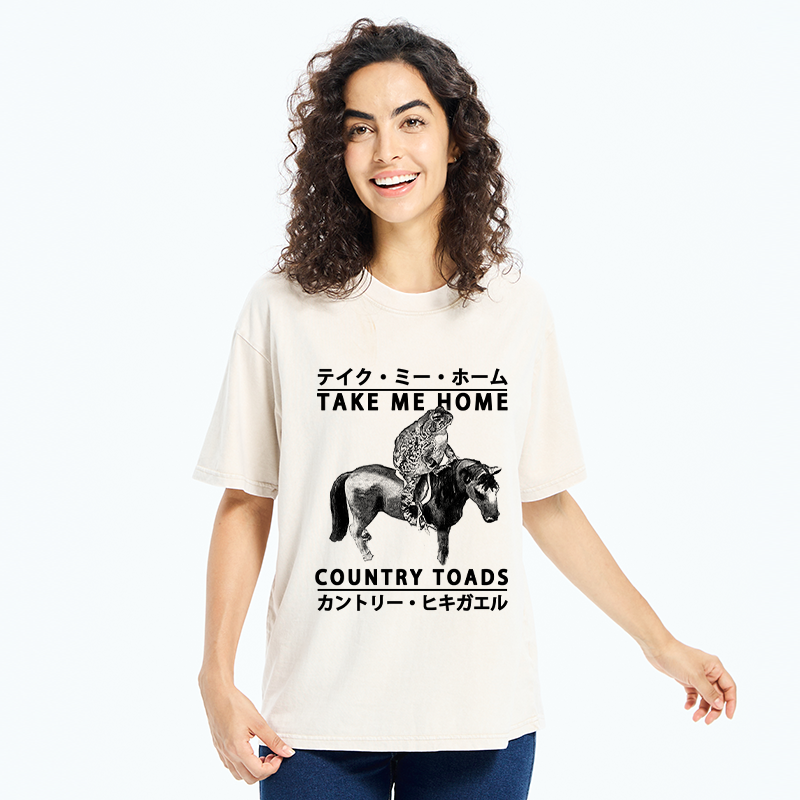 Tokyo-Tiger Funny Toad Ride Horse Washed T-Shirt