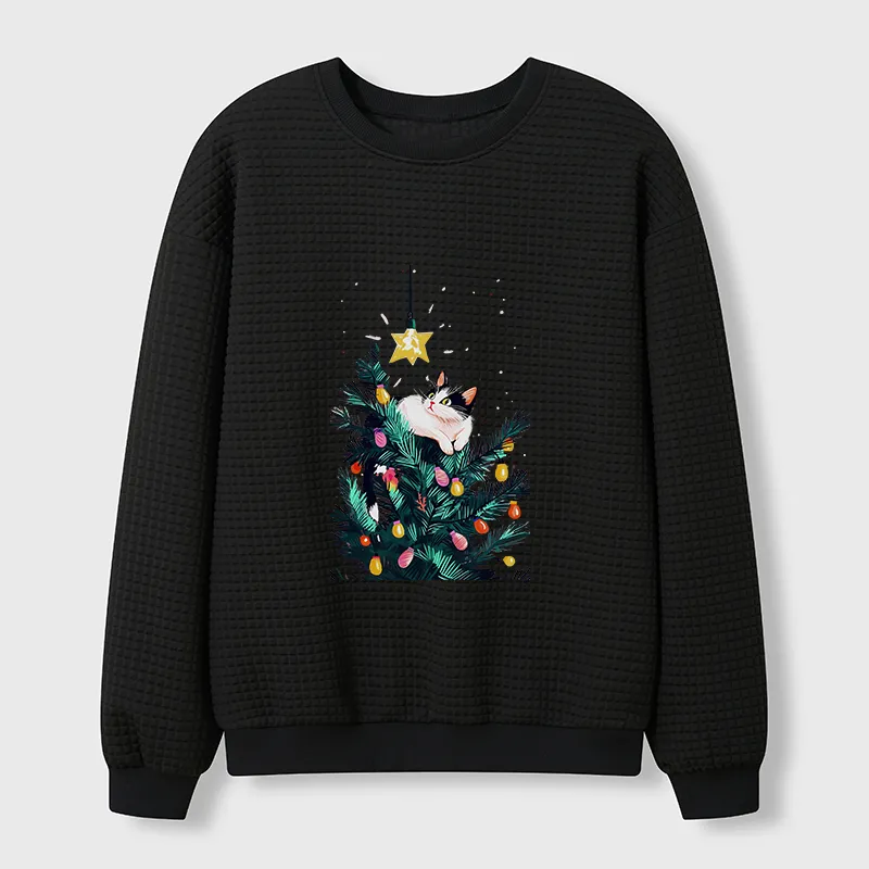 Tokyo-Tiger Cute Christmas Cat Japan Waffle Sweatshirt