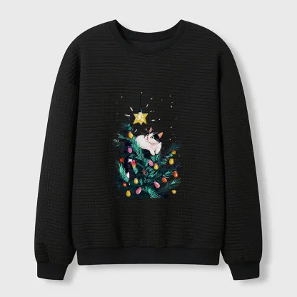 Tokyo-Tiger Cute Christmas Cat Japan Waffle Sweatshirt