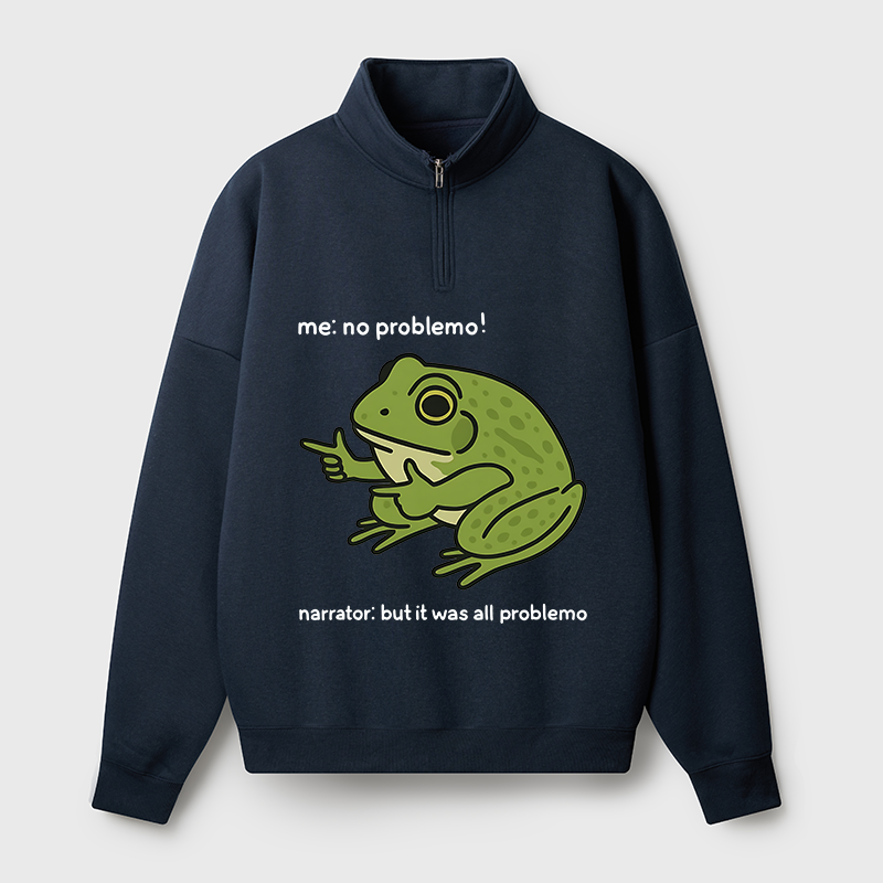 Tokyo-Tiger Stupid Frog Meme Half Zip Fleece Sweatshirt