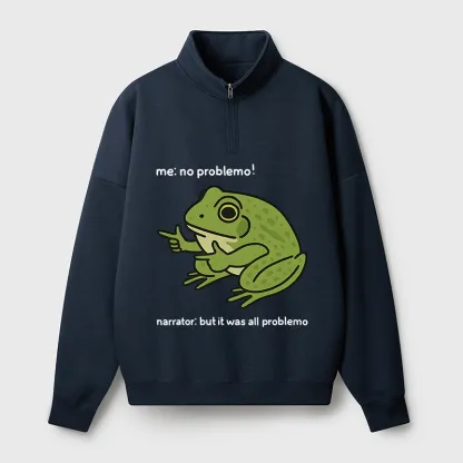 Tokyo-Tiger Stupid Frog Meme Half Zip Fleece Sweatshirt