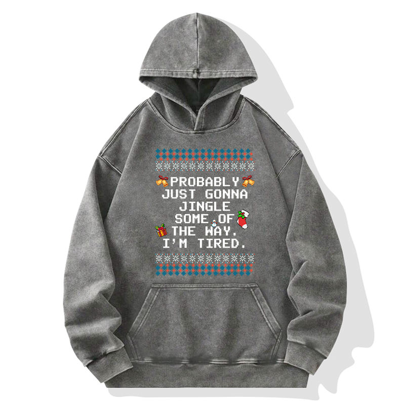 Tokyo-Tiger Too Tired to Fully Jingle Washed Hoodie