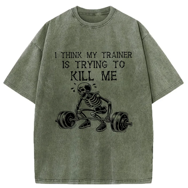 Tokyo-Tiger Gym Instructor Funny Washed T-Shirt
