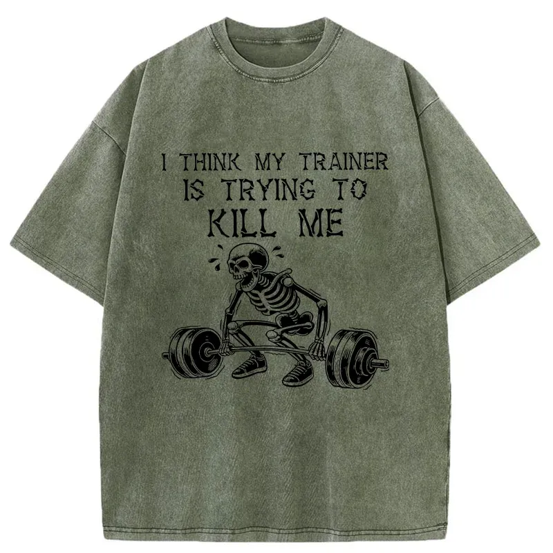 Tokyo-Tiger Gym Instructor Funny Washed T-Shirt