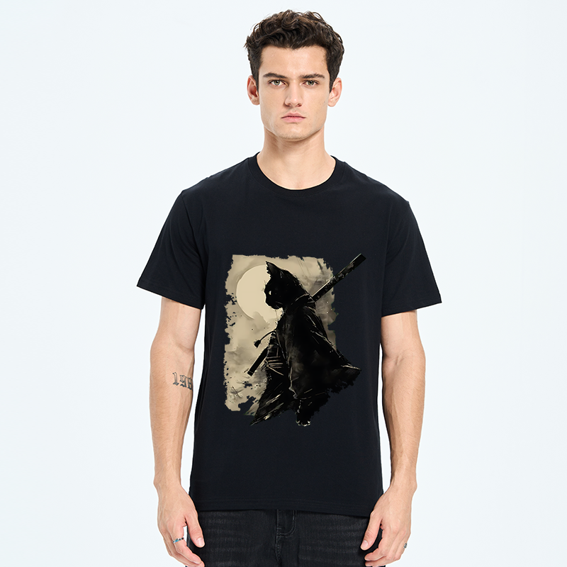 Tokyo-Tiger Under The Moon Cat Samurai Classic T-Shirt