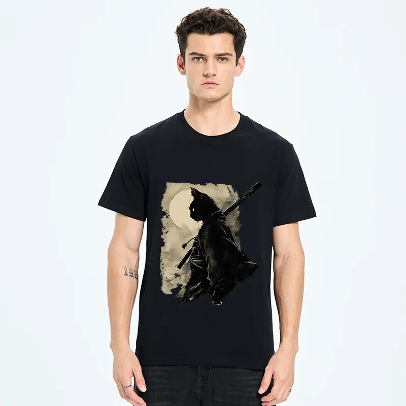 Tokyo-Tiger Under The Moon Cat Samurai Classic T-Shirt