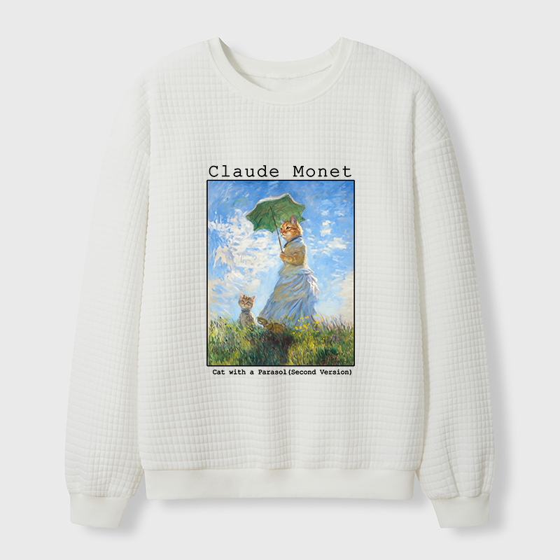 Tokyo-Tiger Cat With A Parasol Waffle Sweatshirt