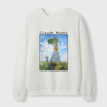 Tokyo-Tiger Cat With A Parasol Waffle Sweatshirt