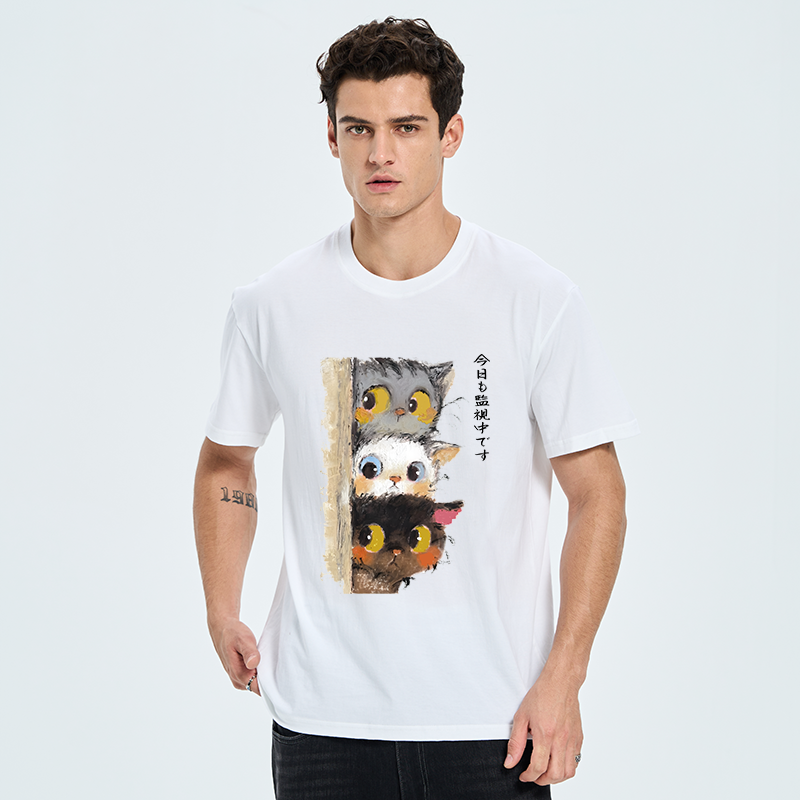 Tokyo-Tiger Three Cats Secretly Monitor Their Owner Classic T-Shirt