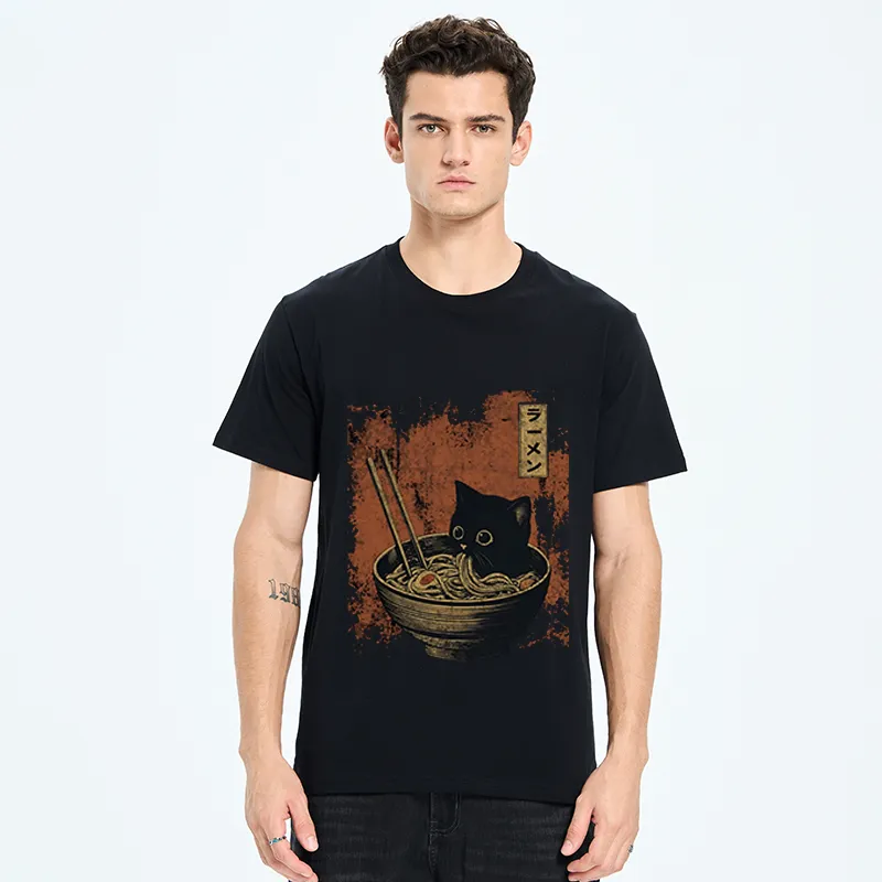 Tokyo-Tiger Retro Cat Eating Japan Ramen Classic T-Shirt