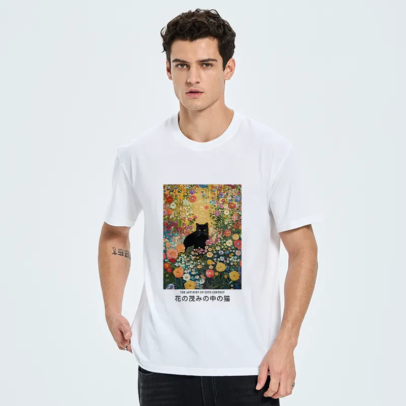 Tokyo-Tiger Black Cat In The Flower Bushes Classic T-Shirt