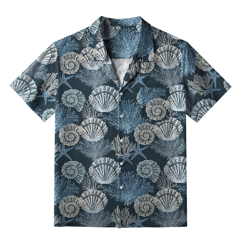 Tokyo-Tiger Seashell And Starfish Aloha Hawaiian Shirt