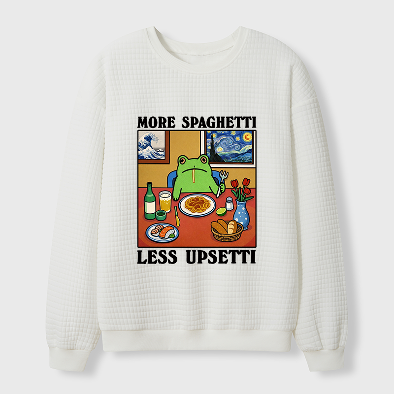 Tokyo-Tiger More Spaghetti Less Upsetti Frog Waffle Sweatshirt