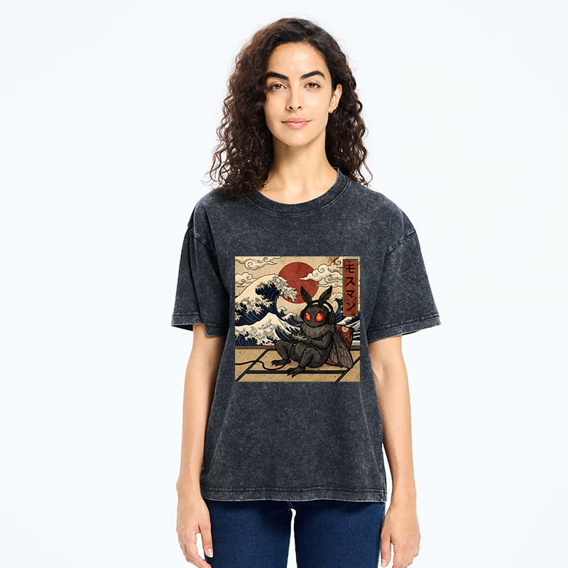 Tokyo-Tiger Mothman Plays Game Japanese Funny Washed T-Shirt