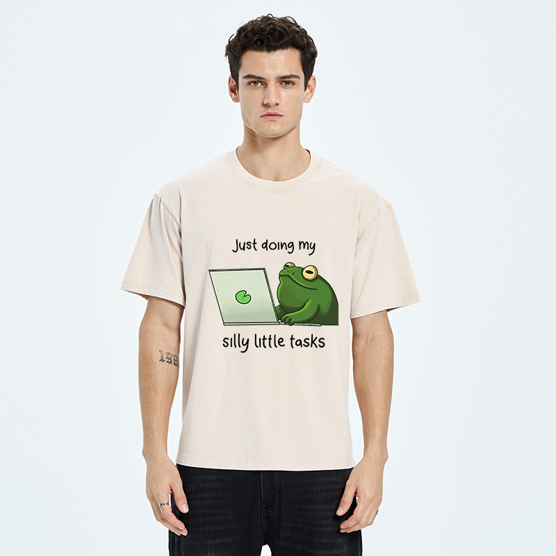 Tokyo-Tiger Silly Frog Is Working Washed T-Shirt