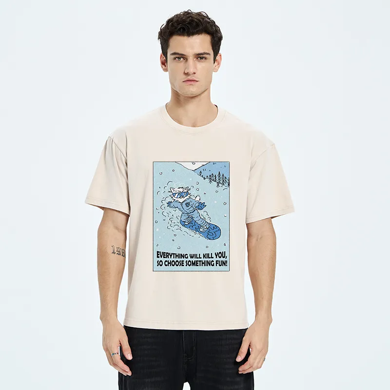 Tokyo-Tiger Skiing Expert Cat Washed T-Shirt