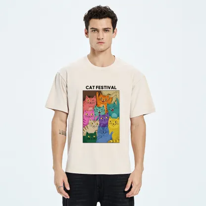 Tokyo-Tiger Colorful Cats Festival Washed T-Shirt