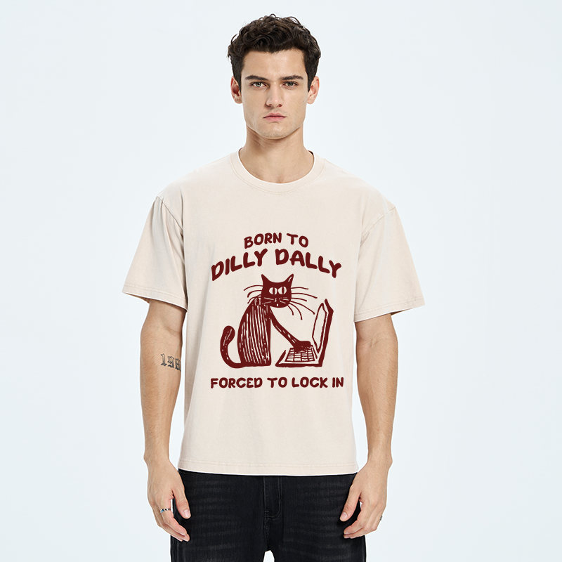 Tokyo-Tiger Born to Dilly Dally Cat Washed T-Shirt