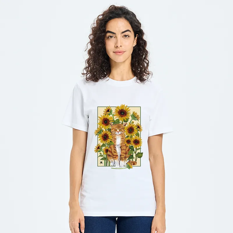 Tokyo-Tiger Sunflower And Orange Cat Classic T-Shirt