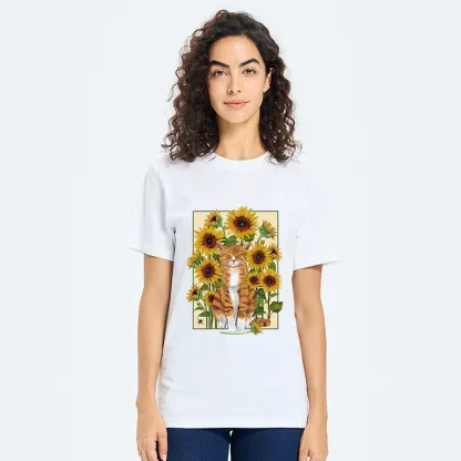 Tokyo-Tiger Sunflower And Orange Cat Classic T-Shirt